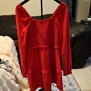 Crewcuts Red Textured Midi Dress